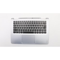 Carcasa superioara cu tastatura palmrest Laptop, Lenovo, Yoga 710-14ISK Type 80TY, 5CB0L47473, AM1JH000210, iluminata, argintie, layout UK