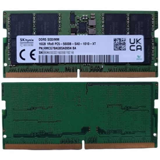 Memorie ram Laptop, SK Hynix, 16GB, 5600Mhz, PC5-5600B-SA-1010-XT, Sodimm DDR5, HMCG78AGBSA095N AA, CL46, 1.1V, PC5-44800, bulk