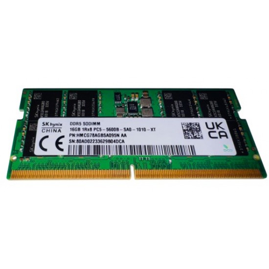 Memorie ram Laptop, SK Hynix, 16GB, 5600Mhz, PC5-5600B-SA-1010-XT, Sodimm DDR5, HMCG78AGBSA095N AA, CL46, 1.1V, PC5-44800, bulk