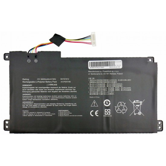 Baterie compatibila Laptop, Asus, E410M, E410MA, 3ICP55/57/80, 0B200-03680200, 0B200-03680000, C31N1912, B31N1912, 11.4V, 3600mAh, 41Wh