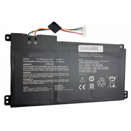 Baterie compatibila Laptop, Asus, E410M, E410MA, 3ICP55/57/80, 0B200-03680200, 0B200-03680000, C31N1912, B31N1912, 11.4V, 3600mAh, 41Wh