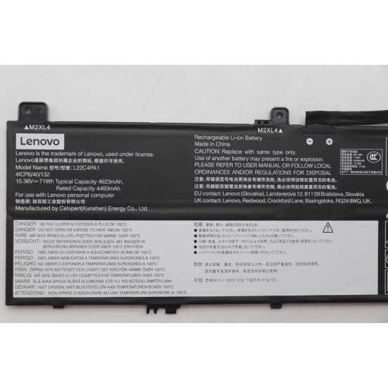 Baterie Laptop 2-in-1, Lenovo, Yoga 7 16IML9 Type 83DL, 5B11K38966, 4ICP6/40/132, L22C4PA1, 15.36V, 4493mAh, 71Wh