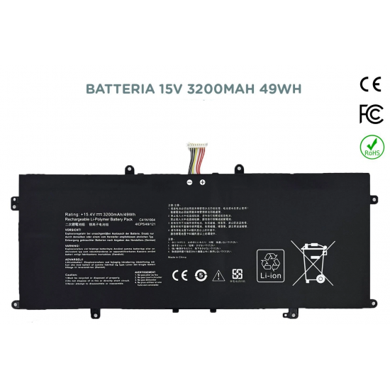 Baterie compatibila Laptop 2-in-1, Asus, ZenBook Flip S UX371E, UX371EA, 4ICP5/49/121, C41N1904-1, 15.4V, 3200mAh, 49Wh
