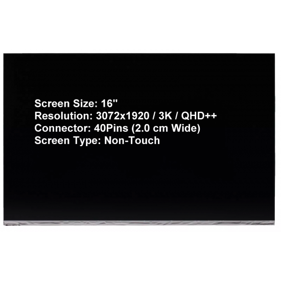 Display Laptop, Dell, Inspiron 16 7610, NCJPF, 0NCJPF, NE160F8M-N41, 16 inch, rezolutie 3K, 3072x1920, 60Hz, conector ingust, 40 pini