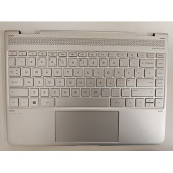 Carcasa superioara cu tastatura palmrest Laptop, HP, Spectre X360 13-AC, 13T-AC, 918027-001, KEQ4AX31TATP00, iluminata, argintie, layout UK