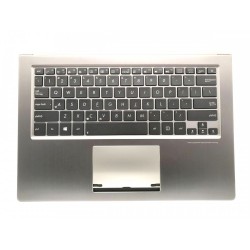 Carcasa superioara cu tastatura palmrest Laptop, Asus, ZenBook UX302L, UX302LA, UX302LG, 90NB02P1-R31UI0, 90NB02P1-R31US0, 13NB02P1P01311, 13N0-QFA0131, UX302LA-1A, iluminata, gri, layout US