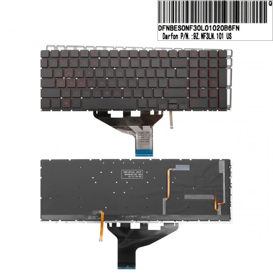 Tastatura Laptop, HP, Omen 15-DC, 15T-DC, TPN-Q211, iluminata, rosie, layout US Tastatura Laptop, HP, Omen 15-DC, 15T-DC, TPN-Q211, iluminata, rosie, layout US