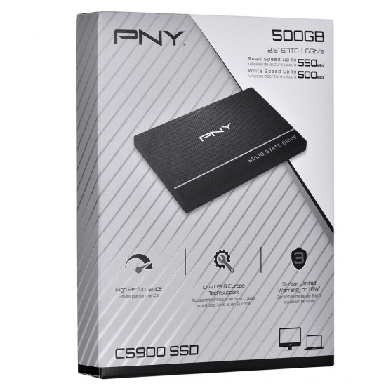 SDD PNY 500GB, 2.5 inch, Sata 3, CS900, 6 GB/S, SSD7CS900-500-RB, Laptop/Desktop
