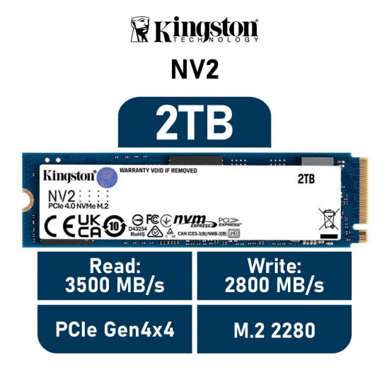 Solid State Drive (SSD) Kingston NV2, 2TB, PCIe 4.0 NVMe M.2, SNV2S/2000G, bulk
