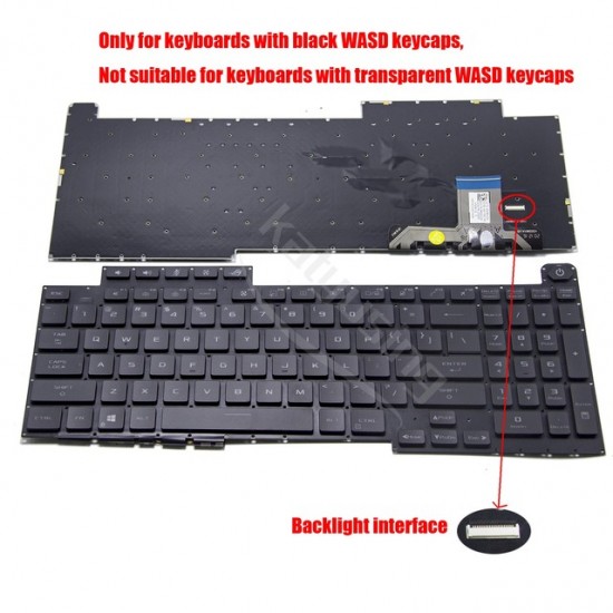 Tastatura Laptop Gaming, Asus, ROG Strix Scar 17 G733P, G733PY, G733PYV, G733PZ, iluminata, RGB Per Key, 20 pini, neagra, layout US