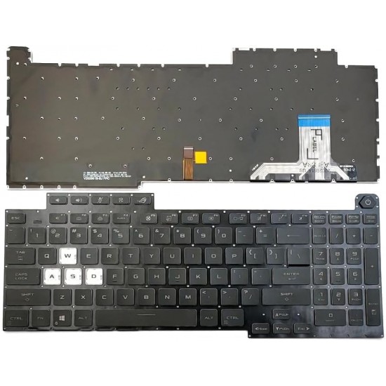 Tastatura Laptop Gaming, Asus, ROG Strix G17 G713P, G713PV, G713PI, G713PU, iluminata, RGB, 16 pini, neagra, layout US