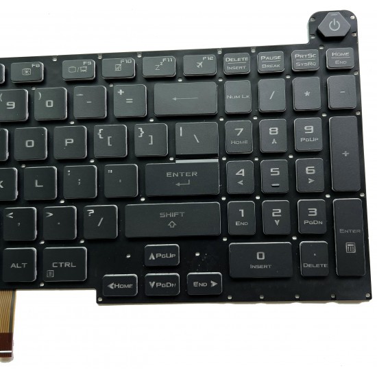Tastatura Laptop Gaming, Asus, ROG Strix G17 G713P, G713PV, G713PI, G713PU, iluminata, RGB, 16 pini, neagra, layout US