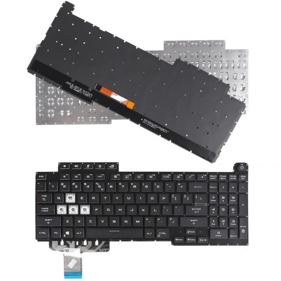 Tastatura Laptop Gaming, Asus, ROG Strix G17 G713P, G713PV, G713PI, G713PU, iluminata, RGB, 16 pini, neagra, layout US
