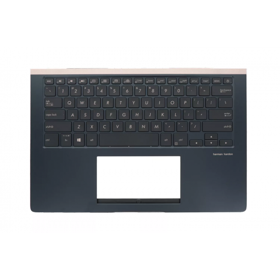 Carcasa superioara cu tastatura palmrest Asus, ZenBook Pro 14 UX480F, UX480FD, 90NB0JT1-R30US0, 13N1-5SA0211, 13NB0JT0P0, UX450FDX-1A, iluminata, albastru inchis, layout US