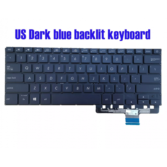 Tastatura Laptop, Asus, ZenBook Pro 14 UX480F, UX480FD, iluminata, albastru inchis, layout US
