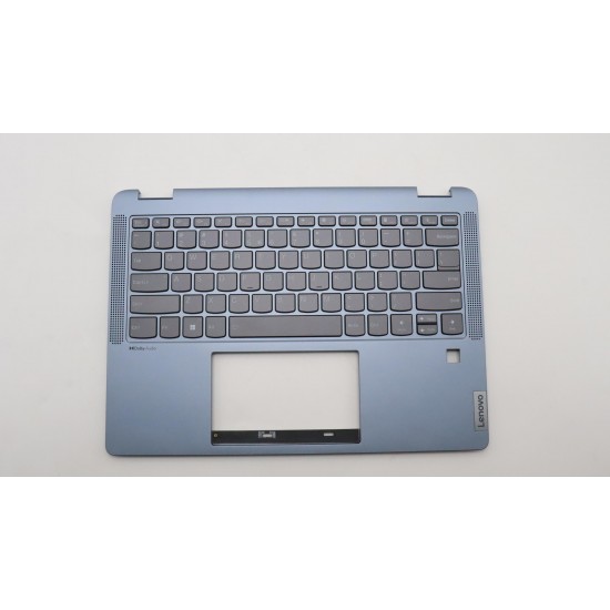 Carcasa superioara cu tastatura palmrest Laptop, Lenovo, Flex 5 14IAU7 Type 82R7, 82TA, 5CB1H72376, 5CB1H72406, 4600RE0D0002, Stone Blue, iluminata, fingerprint, layout US