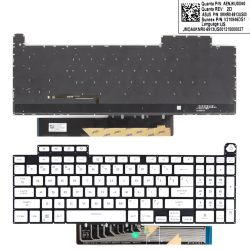 Tastatura Laptop Gaming, Asus, TUF F15 FX507Z, FX507ZC, FX507ZC4, FX507ZE, FX507ZI, FX507ZI4, FX507ZM, FX507ZR, iluminata, RGB, alba, layout US
