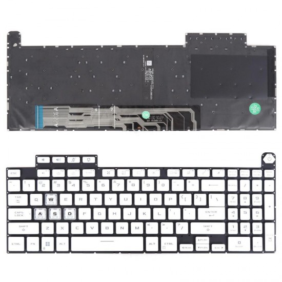 Tastatura Laptop Gaming, Asus, TUF A17 FA707N, FA707NU, FA707NUR, FA707NV, FA707NVR, iluminata, RGB, alba, layout US