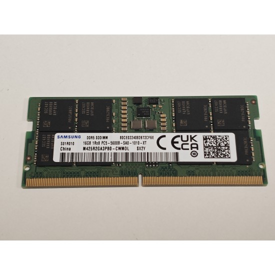 Memorie ram Laptop Samsung 16GB, DDR5, 1Rx8, PC5-5600B-SA0, 5600Mhz, M425R2GA3PB0-CWM0L, PC5-5600B, CL40, 1.1V, Non-ECC, sodimm, 262 pini