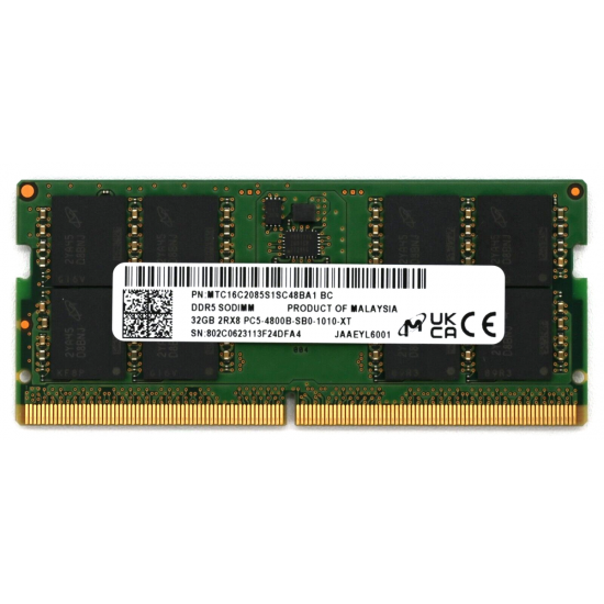 Memorie Ram Laptop Micron 32GB, DDR5, 2Rx8, PC5-4800B-SB0, 4800Mhz, MTC16C2085S1SC48BA1-BC, PC5-38400, CL40, 1.1V, Non-ECC, sodimm, 262 pini