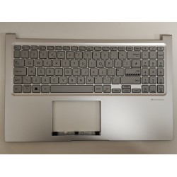 Carcasa superioara cu tastatura palmrest Laptop, Asus, VivoBook 15 X1504V, X1504VA, X1504VAP, 90NB13Y2-R34UK0, 13N1-JPA0201, 13NB13Y2P01011-3, X1504VAPF-1S, argintie, layout UK