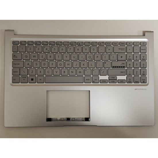 Carcasa superioara cu tastatura palmrest Laptop, Asus, VivoBook 15 X1504V, X1504VA, X1504VAP, 90NB13Y2-R34UK0, 13N1-JPA0201, 13NB13Y2P01011-3, X1504VAPF-1S, argintie, layout UK