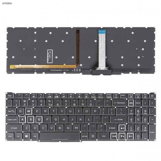 Tastatura Laptop, Acer, Nitro 5 AN515-46, AN515-47, conector ingust, iluminata RGB, layout US