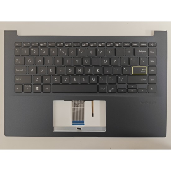 Carcasa superioara cu tastatura palmrest Laptop, Asus, VivoBook 14 X421E, X421EA, X421EAY, X421EP, X421EPY, X421EQ, 90NB0Q07-R31UI0, 39XKSTAJN80, X421FAY-1K, iluminata, albastru inchis, layout US