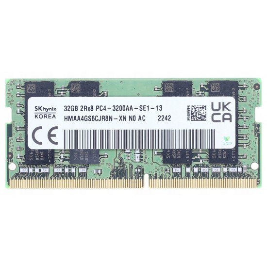 Memorie ram Laptop SK Hynix 32GB, DDR4, 2Rx8, PC4-3200AA, 3200Mhz, HMAA4GS6CJR8N-XN, PC4-25600, CL22, 1.2V, Non-ECC, sodimm, 260 pini