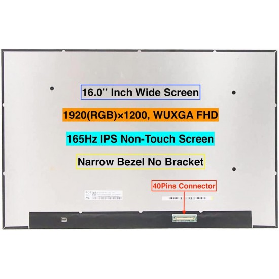 Display Laptop, Lenovo, LOQ 16IRH8 Type 82XW, 5D11J74768, N160JME-GE1 Rev. C1, 16.0 inch, 1920x1200 FHD+, IPS, 165Hz, conector 25mm, 40 pini