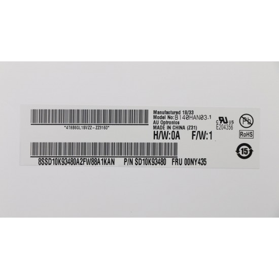 Display Laptop, Lenovo, X1 Carbon 5th Gen Type 20HQ, 20HR, 20K3, 20K4, 00NY435, B140HAN03.1, 14 inch, FHD, IPS, nanoedge, ultra slim 2.2m grosime, 315mm latime, 30 pini