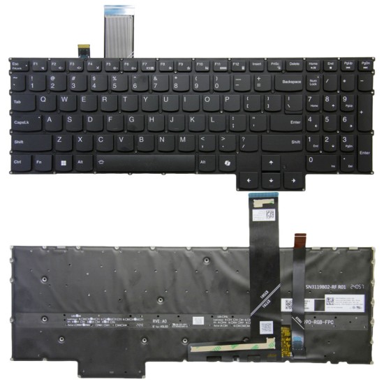 Tastatura Laptop, Lenovo, Legion 5 Pro-16ACH6 Type 82JS, iluminata, RGB 20 pini, neagra, layout US
