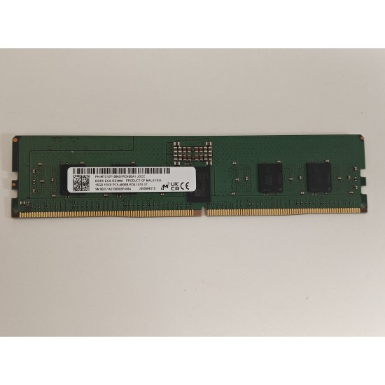 Memorie Ram Server Micron 16GB, DDR5, 1Rx8, PC5-4800B-RD0-1010-XT, 4800Mhz, MTC10F1084S1RC48BA1, PC5-38400, CL40, 1.1V, ECC REG, RDIMM, 288 pini
