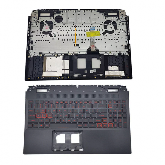Carcasa superioara cu tastatura palmrest Laptop, Acer, Nitro 5 AN515-58, N22C1, 6B.QFJN2.001, AP3SY000710, EC3SY000400, iluminata, rosie, layout US