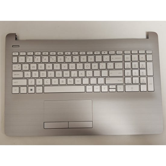 Carcasa superioara cu tastatura palmrest Laptop, HP, 15-BS, 15T-BS, AP204000622, AM204000110, iluminata, argintie, layout US