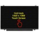 Display Laptop, Lenovo, ThinkPad A485 Type 20MU, 20MV, 01LW093, NV140FHM-T00 V8.0, 14 inch, FHD, IPS, 320mm latime, conector ingust 20mm, narrow, On Cell Touch, 40 pini