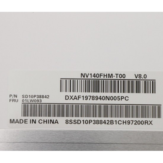 Display Laptop, Lenovo, ThinkPad A485 Type 20MU, 20MV, 01LW093, NV140FHM-T00 V8.0, 14 inch, FHD, IPS, 320mm latime, conector ingust 20mm, narrow, On Cell Touch, 40 pini