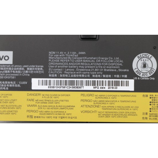 Baterie Laptop, Lenovo, ThinkPad A475 Type 20KL, 20KM, 5B10K97581, 01AV424, 11.24V, 2110mAh, 24Wh