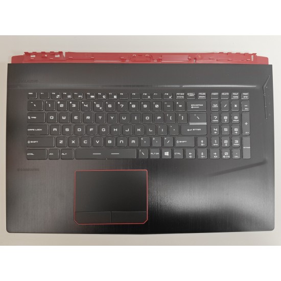Carcasa superioara cu tastatura palmrest Laptop, MSI GE73, GE73VR, 3077C1C216HG, iluminata, RGB Per Key, neagra, layout US
