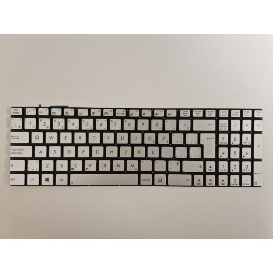 Tastatura Laptop, Asus, N76, N76Y, N76V, N76VB, N76VJ, N76VM, N76VZ, iluminata, argintie, layout UK
