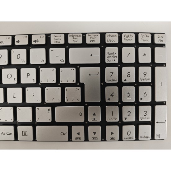 Tastatura Laptop, Asus, N76, N76Y, N76V, N76VB, N76VJ, N76VM, N76VZ, iluminata, argintie, layout UK