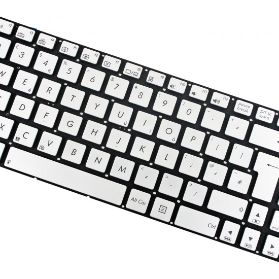 Tastatura Laptop, Asus, N76, N76Y, N76V, N76VB, N76VJ, N76VM, N76VZ, iluminata, argintie, layout UK