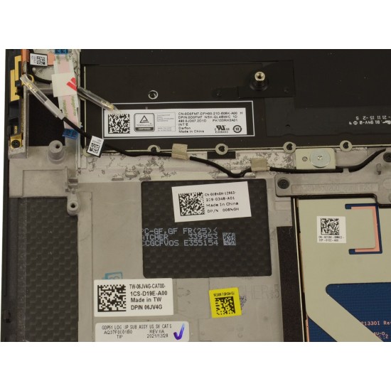 Carcasa superioara cu tastatura palmrest Laptop, Dell, XPS 15 9510, P91F, P91F002, 6JV4G, 06JV4G, 08NGH, 008NGH, EA2SH000100, iluminata, neagra, cu touchpad, layout US