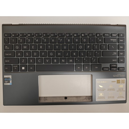 Carcasa superioara cu tastatura palmrest Laptop, Asus, ZenBook 13 UX325E, UX325EA, UX325JA, 90NB0SL1-R30UI0, 90NB0SL1-R30UI1, iluminata, layout US