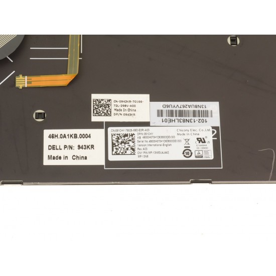 Tastatura Laptop, Dell, Inspiron 15 3543, P28E, P28E001, 051CHY, 51CHY, iluminata, neagra, layout US