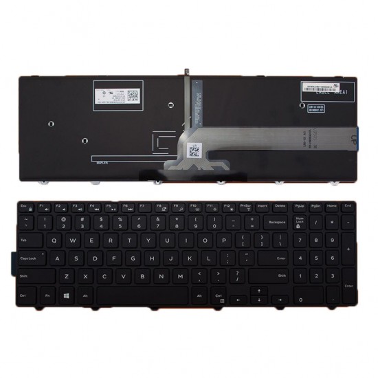 Tastatura Laptop, Dell, Inspiron 15 3543, P28E, P28E001, 051CHY, 51CHY, iluminata, neagra, layout US