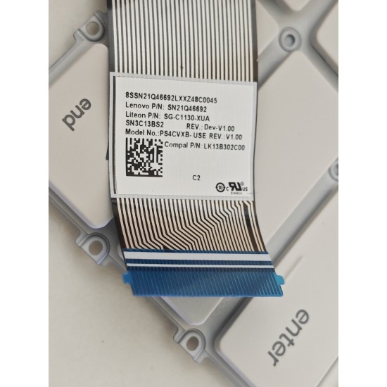 Tastatura Laptop, Lenovo, Yoga Slim 7 15ILL9 Type 83HM, iluminata, alba, layout US