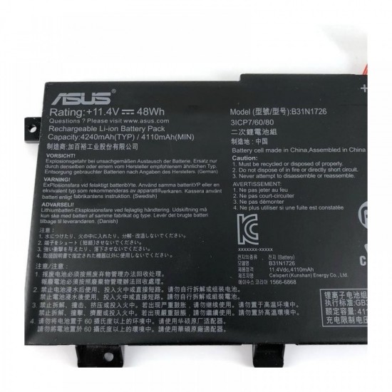 Baterie Laptop, Asus, TUF Gaming FX504, FX504GD, FX504GE, FX504GM, 3ICP7/60/80, B31N1726, 11.4V, 4240mAh, 48Wh