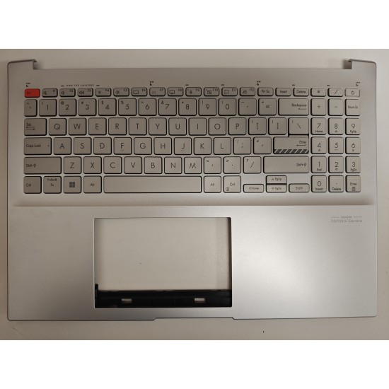 Carcasa superioara cu tastatura palmrest Laptop, Asus, Vivobook Pro 16 K6602Z, K6602ZC, K6602ZE, NB6177, HQ20722061000, iluminata, argintie, layout US