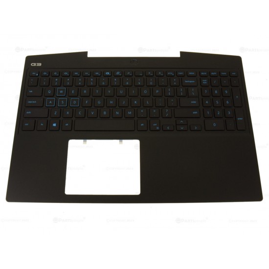 Carcasa superioara cu tastatura palmrest Laptop Gaming, Dell, G3 3590, P89F, P89F001, 2DPKM, 02DPKM, 2M76H, 02M76H, 460.0K702.0012, Selek G3 MLK 60W, pentru placa video GTX 1650, iluminata, albastra, layout US